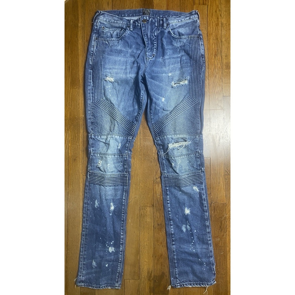 PRPS La Sabre Distressed Men's Tapered‎ Jeans Grunge Rock Moto Shredded 34 x 33